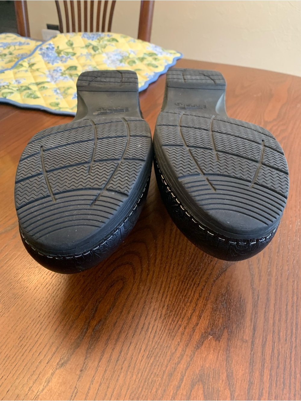 Dansko Black Embossed Leather Slip-On Clogs - Picture 11 of 11